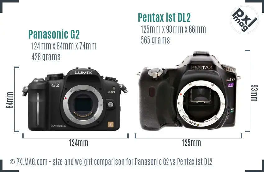 Panasonic G2 vs Pentax ist DL2 size comparison