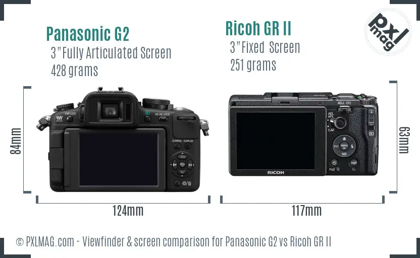 Panasonic G2 vs Ricoh GR II Screen and Viewfinder comparison Panasonic G2 vs Ricoh GR II Screen and Viewfinder comparison