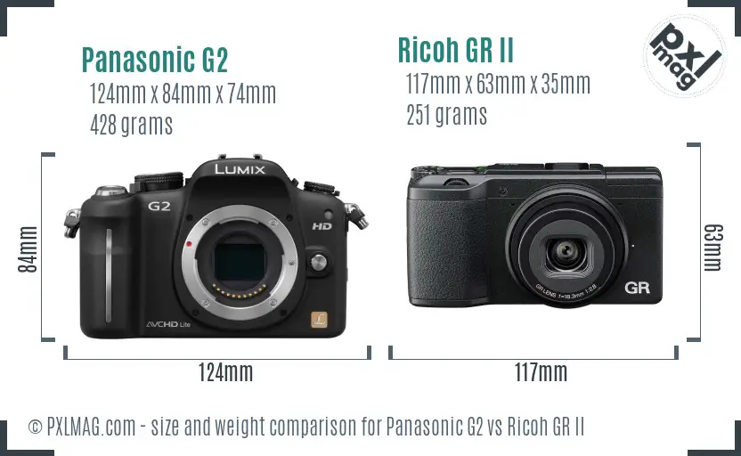 Panasonic G2 vs Ricoh GR II size comparison Panasonic G2 vs Ricoh GR II size comparison