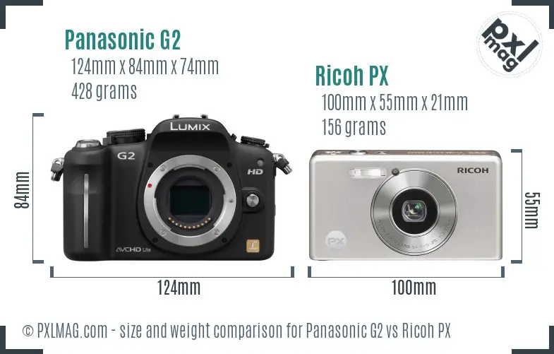 Panasonic G2 vs Ricoh PX size comparison Panasonic G2 vs Ricoh PX size comparison