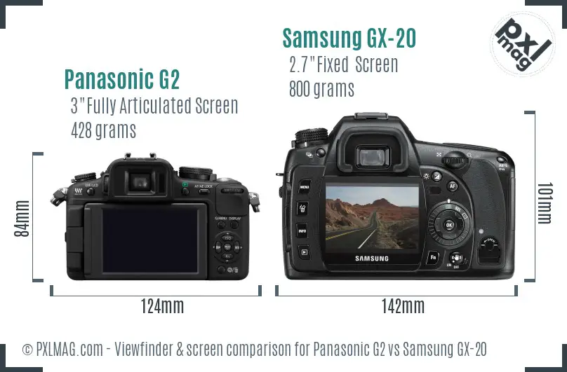 Panasonic G2 vs Samsung GX-20 Screen and Viewfinder comparison