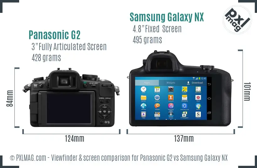 Panasonic G2 vs Samsung Galaxy NX Screen and Viewfinder comparison