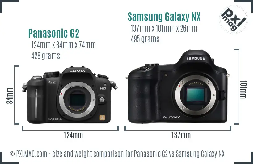Panasonic G2 vs Samsung Galaxy NX size comparison