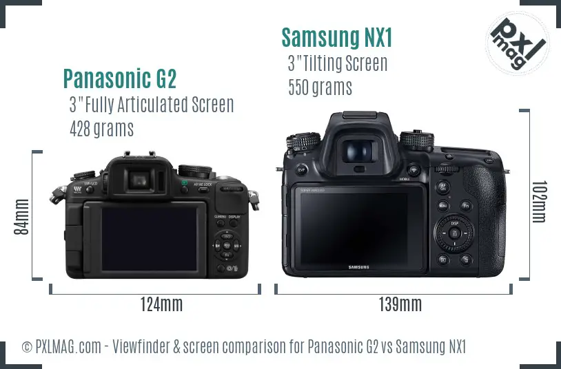 Panasonic G2 vs Samsung NX1 Screen and Viewfinder comparison