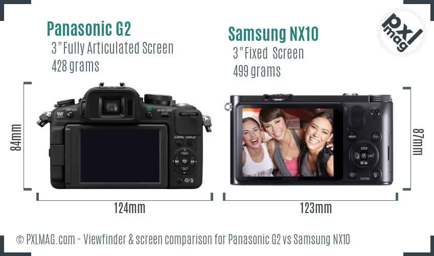 Panasonic G2 vs Samsung NX10 Screen and Viewfinder comparison