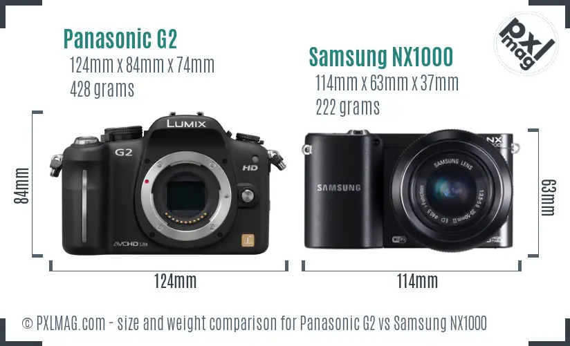 Panasonic G2 vs Samsung NX1000 size comparison