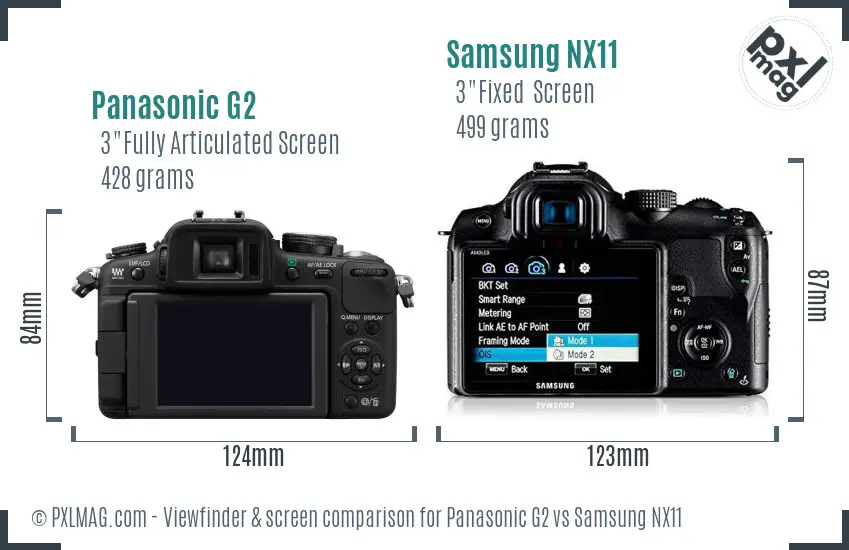 Panasonic G2 vs Samsung NX11 Screen and Viewfinder comparison Panasonic G2 vs Samsung NX11 Screen and Viewfinder comparison