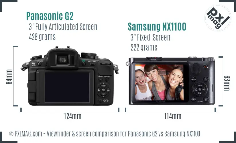 Panasonic G2 vs Samsung NX1100 Screen and Viewfinder comparison