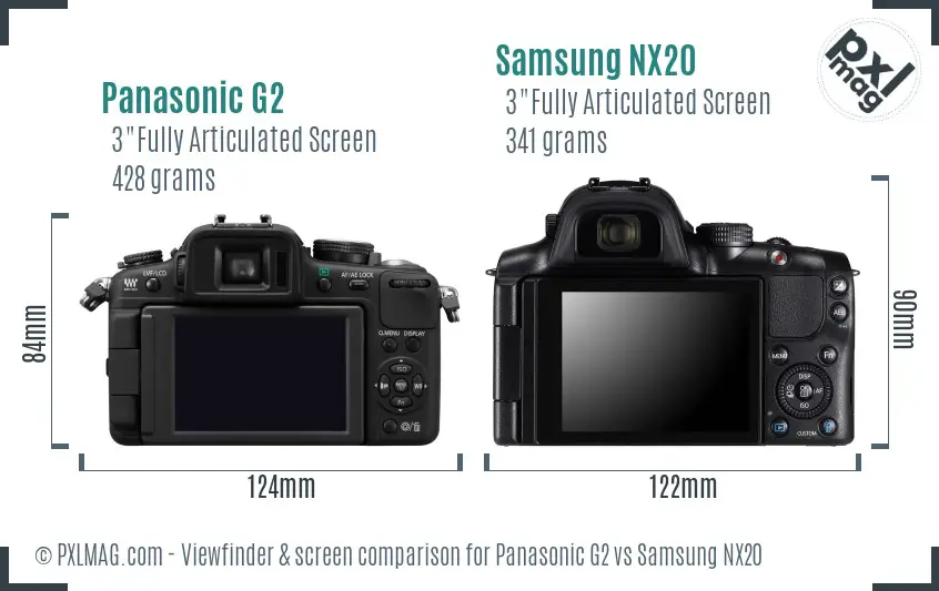 Panasonic G2 vs Samsung NX20 Screen and Viewfinder comparison