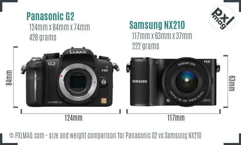 Panasonic G2 vs Samsung NX210 size comparison