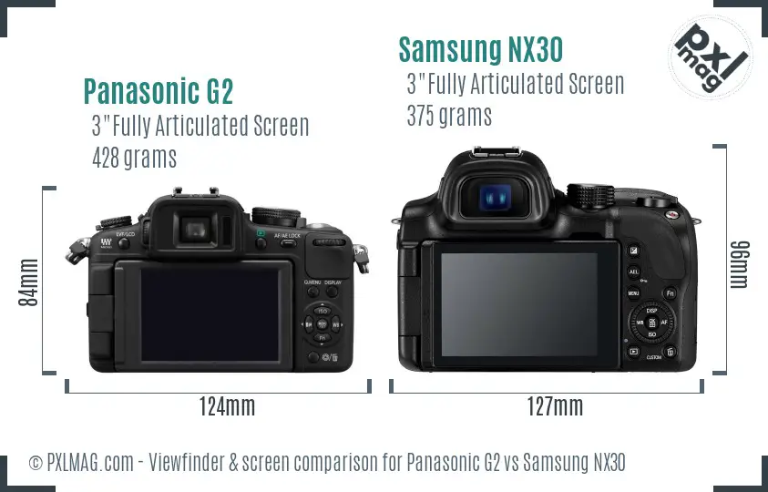 Panasonic G2 vs Samsung NX30 Screen and Viewfinder comparison