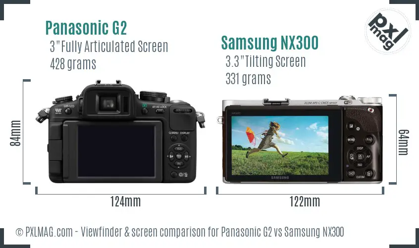 Panasonic G2 vs Samsung NX300 Screen and Viewfinder comparison