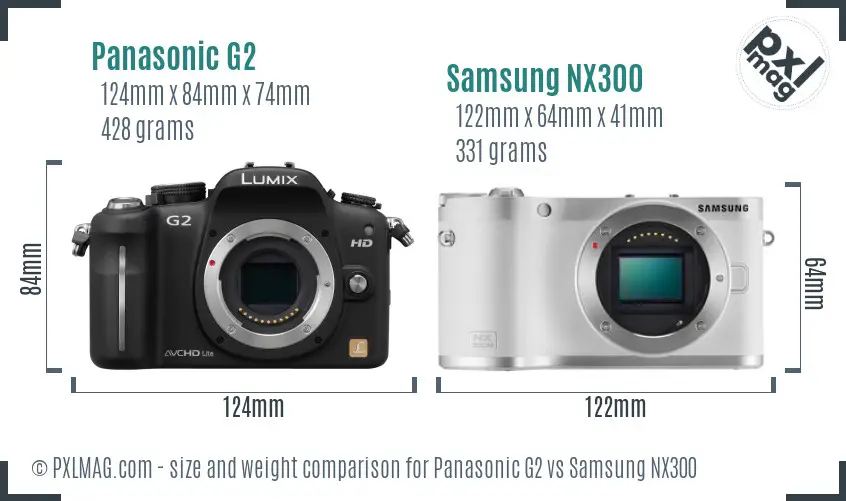 Panasonic G2 vs Samsung NX300 size comparison