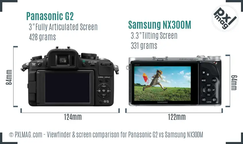 Panasonic G2 vs Samsung NX300M Screen and Viewfinder comparison