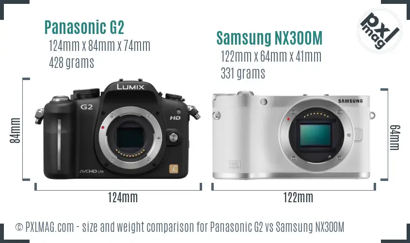 Panasonic G2 vs Samsung NX300M size comparison