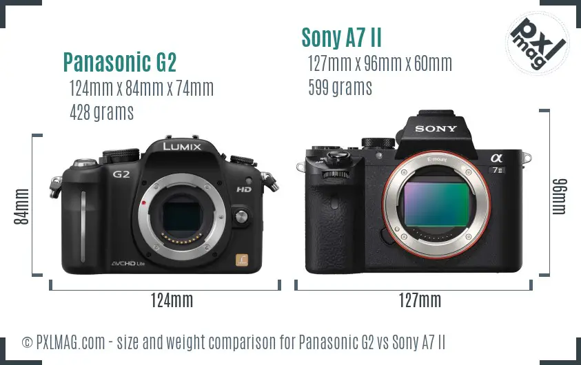 Panasonic G2 vs Sony A7 II size comparison