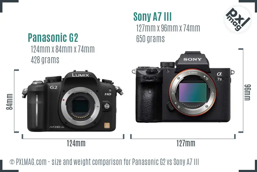 Panasonic G2 vs Sony A7 III size comparison