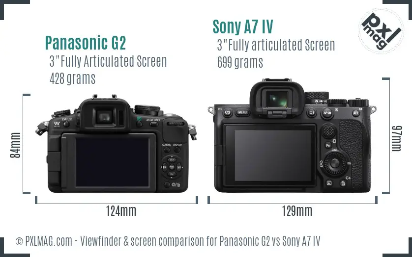 Panasonic G2 vs Sony A7 IV Screen and Viewfinder comparison