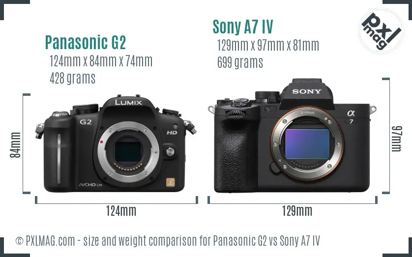 Panasonic G2 vs Sony A7 IV size comparison