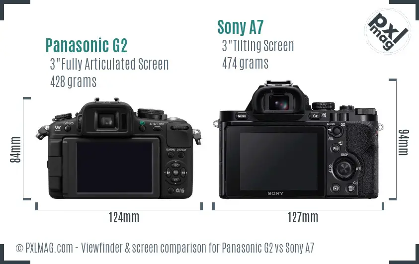 Panasonic G2 vs Sony A7 Screen and Viewfinder comparison
