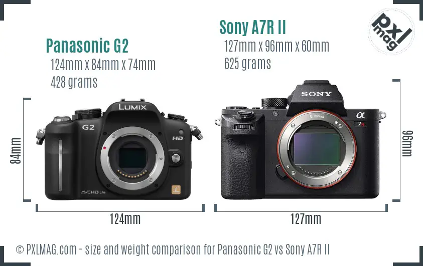 Panasonic G2 vs Sony A7R II size comparison