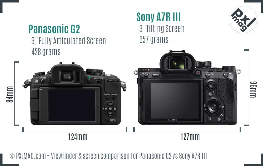 Panasonic G2 vs Sony A7R III Screen and Viewfinder comparison