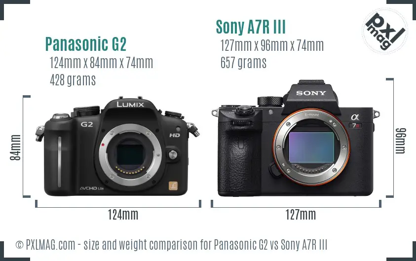 Panasonic G2 vs Sony A7R III size comparison