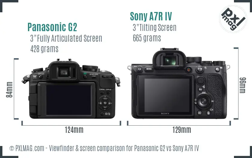 Panasonic G2 vs Sony A7R IV Screen and Viewfinder comparison