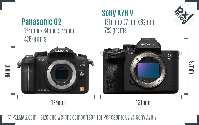 Panasonic G2 vs Sony A7R V size comparison