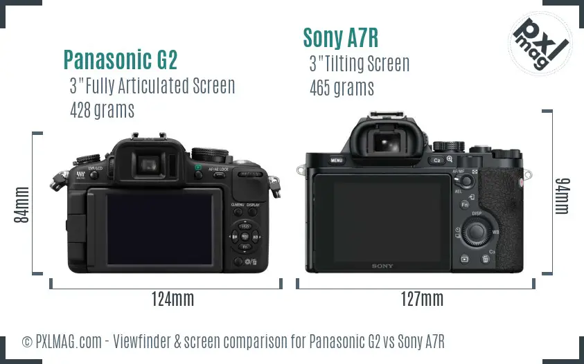 Panasonic G2 vs Sony A7R Screen and Viewfinder comparison