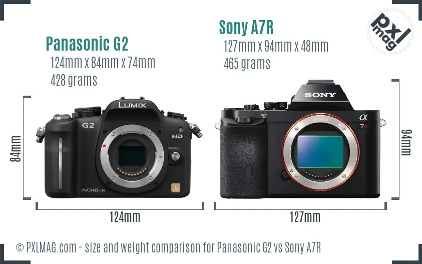 Panasonic G2 vs Sony A7R size comparison