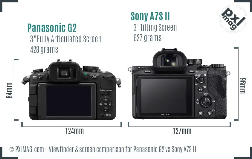 Panasonic G2 vs Sony A7S II Screen and Viewfinder comparison