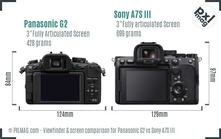 Panasonic G2 vs Sony A7S III Screen and Viewfinder comparison Panasonic G2 vs Sony A7S III Screen and Viewfinder comparison