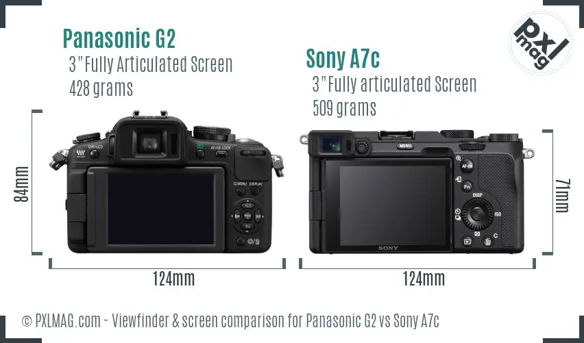 Panasonic G2 vs Sony A7c Screen and Viewfinder comparison