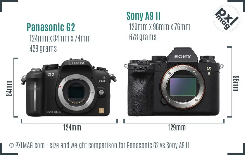 Panasonic G2 vs Sony A9 II size comparison