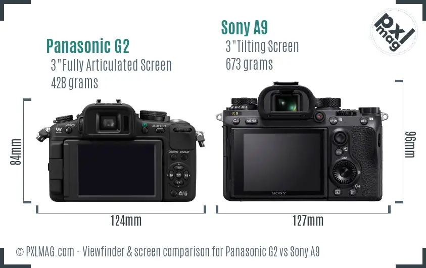 Panasonic G2 vs Sony A9 Screen and Viewfinder comparison