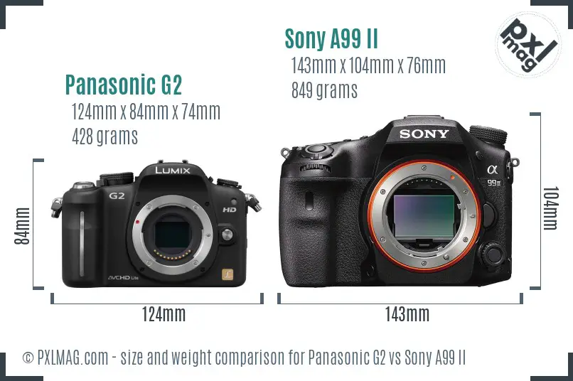 Panasonic G2 vs Sony A99 II size comparison Panasonic G2 vs Sony A99 II size comparison