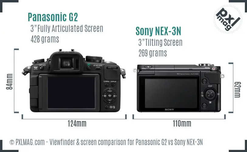 Panasonic G2 vs Sony NEX-3N Screen and Viewfinder comparison