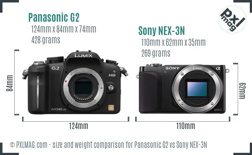 Panasonic G2 vs Sony NEX-3N size comparison