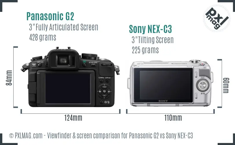 Panasonic G2 vs Sony NEX-C3 Screen and Viewfinder comparison