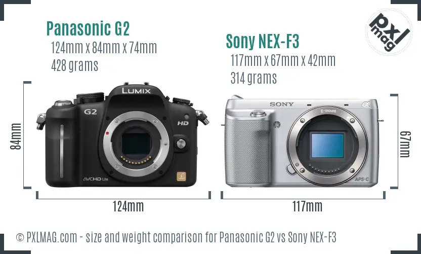 Panasonic G2 vs Sony NEX-F3 size comparison