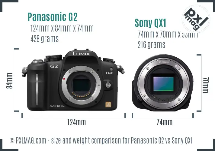 Panasonic G2 vs Sony QX1 size comparison