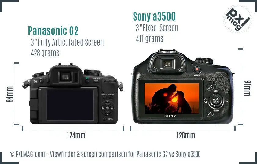 Panasonic G2 vs Sony a3500 Screen and Viewfinder comparison