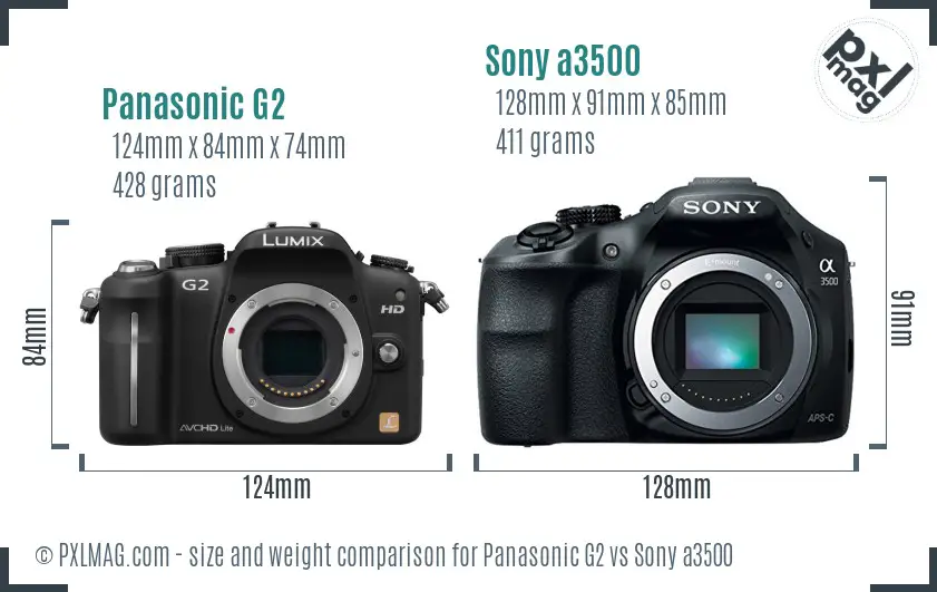 Panasonic G2 vs Sony a3500 size comparison