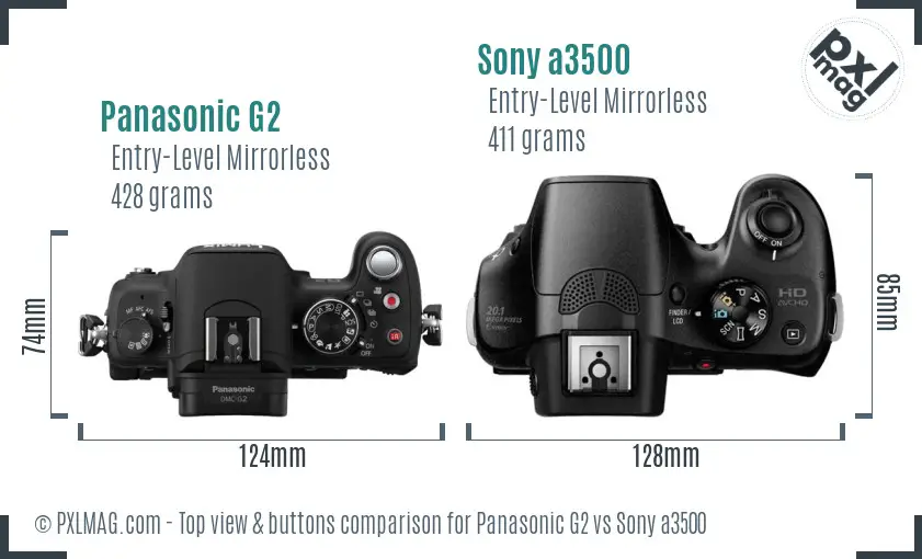 Panasonic G2 vs Sony a3500 top view buttons comparison