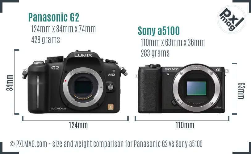 Panasonic G2 vs Sony a5100 size comparison