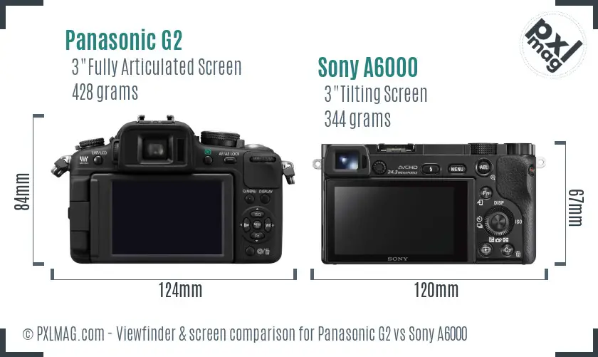 Panasonic G2 vs Sony A6000 Screen and Viewfinder comparison