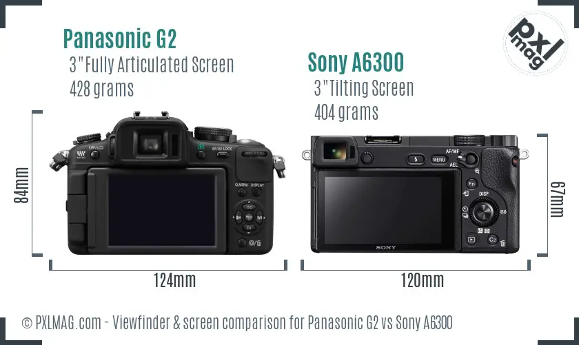 Panasonic G2 vs Sony A6300 Screen and Viewfinder comparison