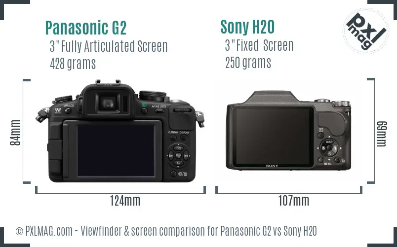 Panasonic G2 vs Sony H20 Screen and Viewfinder comparison