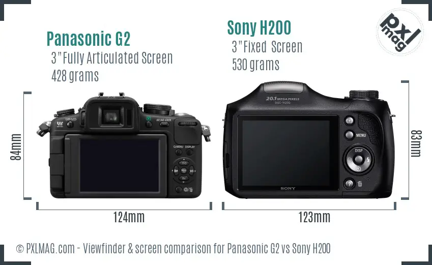 Panasonic G2 vs Sony H200 Screen and Viewfinder comparison